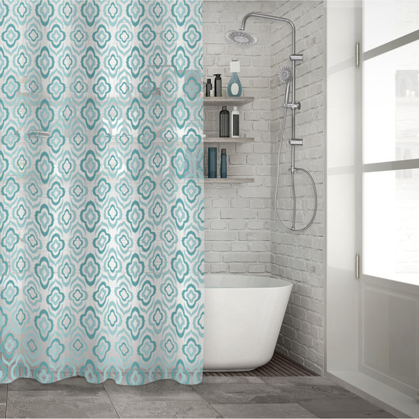 Dakota Fields Shower Curtain Aqua Geo Peva Printed Wayfair Canada